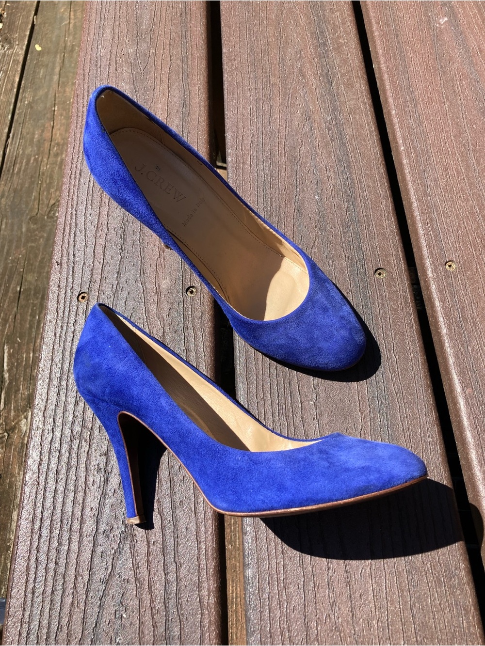 J.Crew Made in Italy Cobalt Blue Suede Pumps Size 7.5 High Heels
